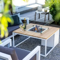 COSILOFT 100x100x47 White/ Teak Top -Goedkope Leef Tuin Winkel cosi fires cosiloft 100 white frame teak top 1000x667 620e4244dd494 l